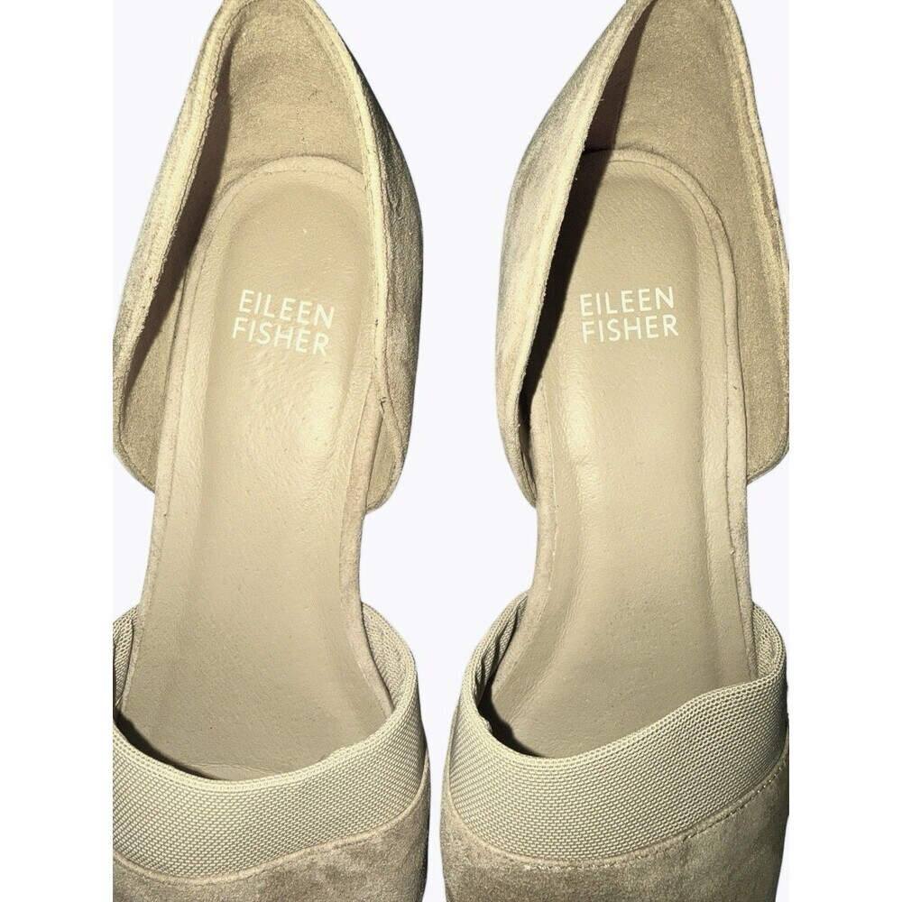 Eileen Fisher Hilly D’Orsay Suede Pumps Heels Pointed Toe Neutral Beige Taupe 8 - Picture 8 of 10